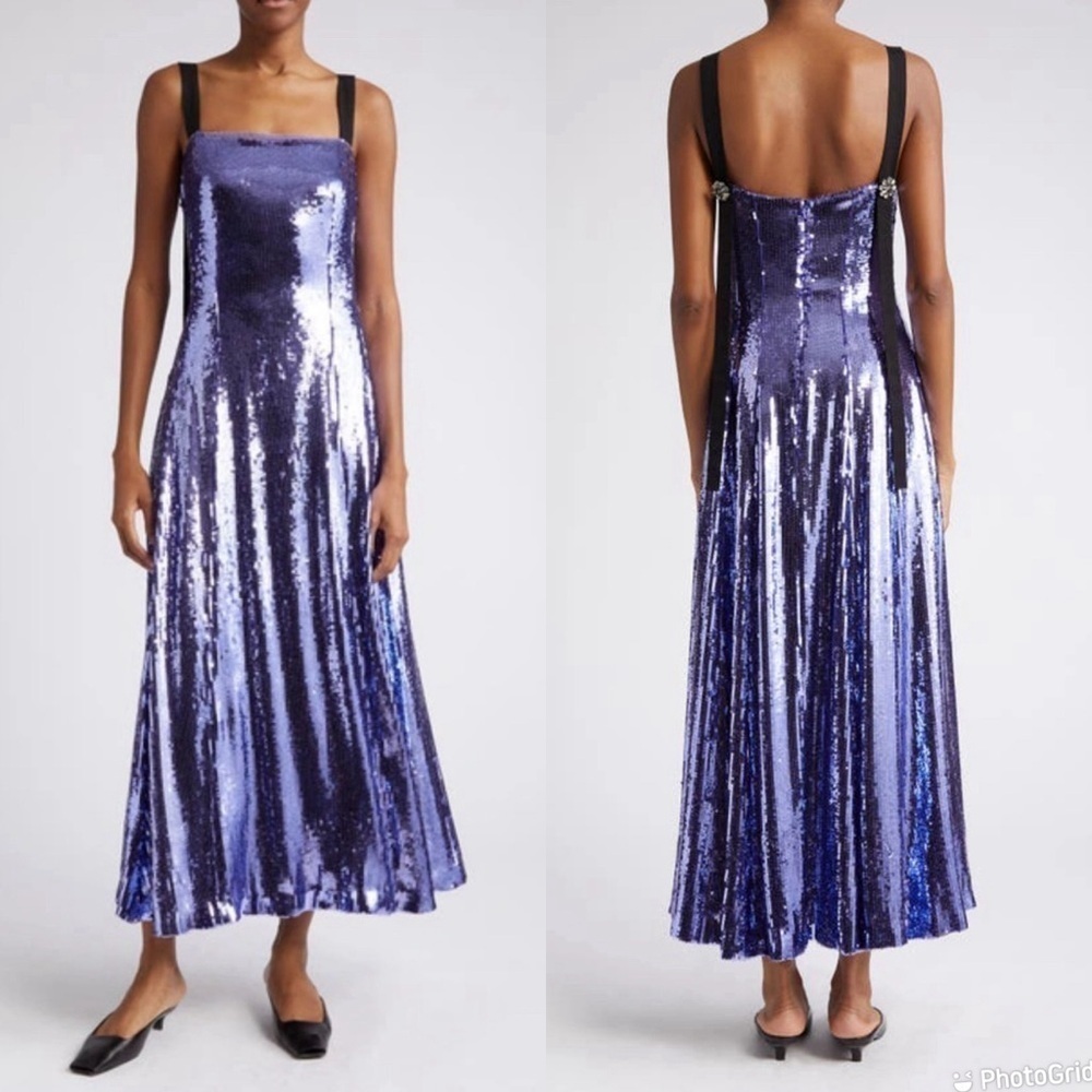 NEW Adam Lippes Giovanna Sequin Dress in Purple